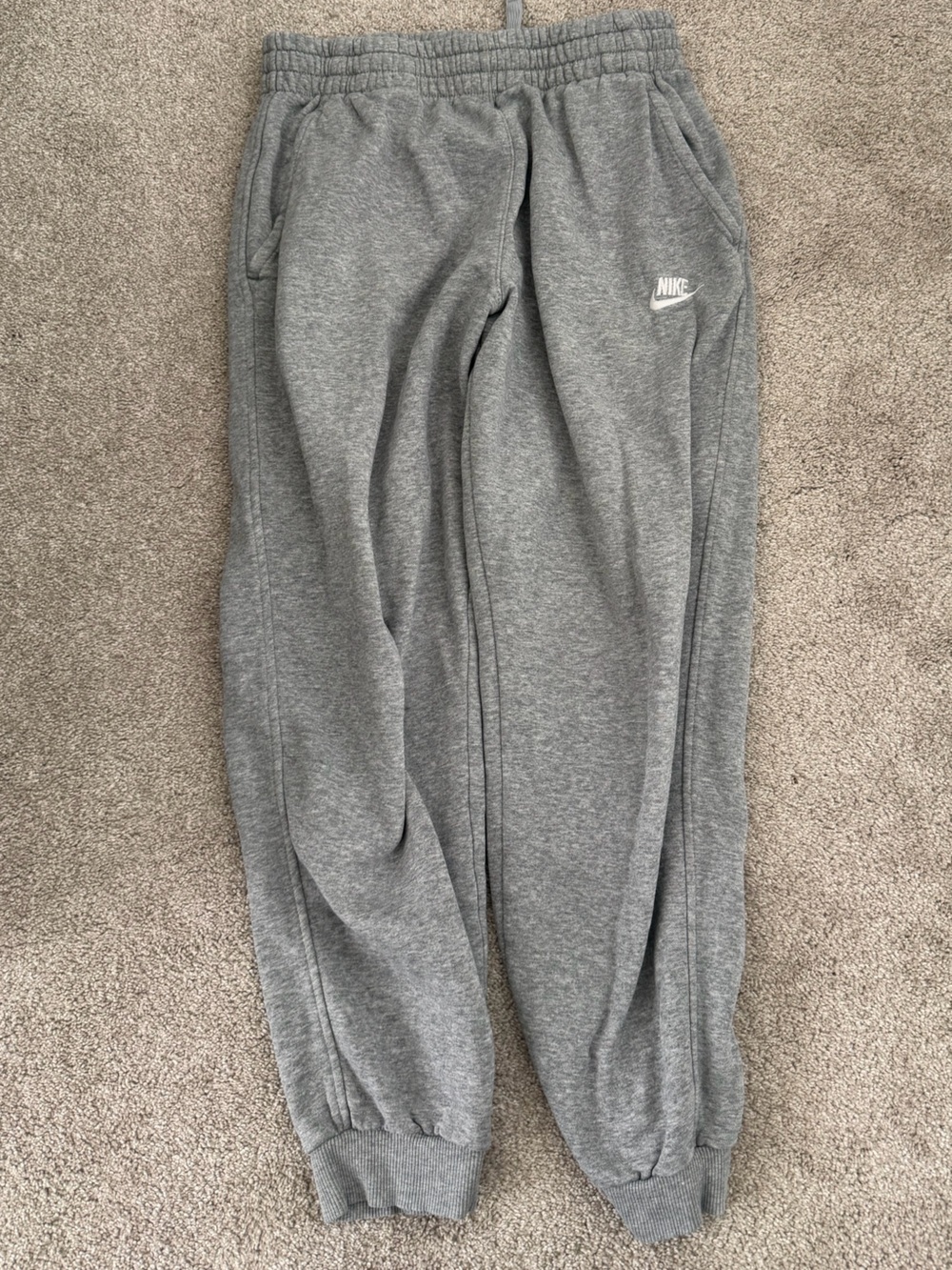 Nike Light Gray Sweatpants with white logo and Swoosh